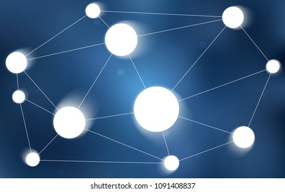 Light BLUE vector template with circles, triangles. Design with connection of dots and lines on colorful background. Completely new template for your brand book.