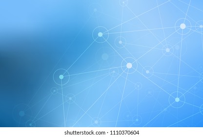 Light BLUE vector template with circles, triangles. Design with connection of dots and lines on colorful background. Completely new template for your brand book.