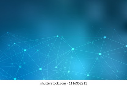 Light BLUE vector template with circles, triangles. Glitter abstract illustration with connection of triangle structure. Pattern can be used for futuristic ad, booklets.