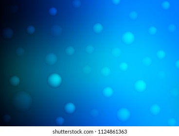 Light BLUE vector template with circles. Blurred bubbles on abstract background with colorful gradient. Pattern can be used as texture of water, rain drops.