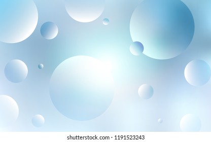 Light BLUE vector template with circles. Beautiful colored illustration with blurred circles in nature style. Pattern can be used for futuristic ad, booklets.