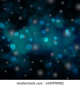 Light BLUE vector template with circles, stars. Illustration with set of colorful abstract spheres, stars. Pattern for business ads.
