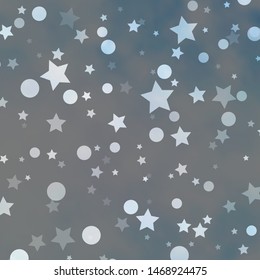 Light BLUE vector template with circles, stars. Abstract design in gradient style with bubbles, stars. Design for textile, fabric, wallpapers.