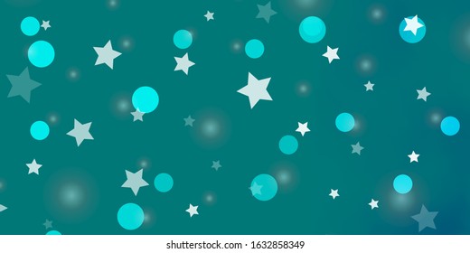 Light BLUE vector template with circles, stars. Abstract illustration with colorful shapes of circles, stars. Pattern for trendy fabric, wallpapers.