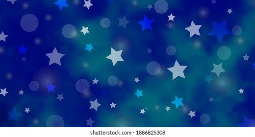 Light BLUE vector template with circles, stars. Colorful illustration with gradient dots, stars. Pattern for trendy fabric, wallpapers.