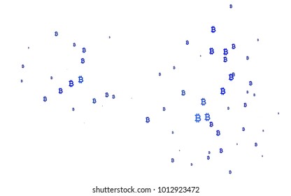 Light BLUE vector template with cryptocurrency. Modern abstract illustration with symbols of digital money. The pattern can be used as ads, poster, banner for payments.