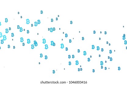 Light BLUE vector template with cryptocurrency. Shining illustration with signs of Bitcoins on abstract template. Best design for your ad, poster, banner of BTC money.