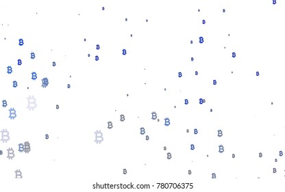 Light BLUE vector template with cryptocurrency. Colored symbols of cryptocurrency on white background. Smart design for your business advert of economic, wealth.