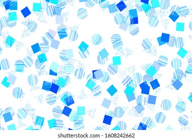 Light BLUE vector template with crystals, circles, squares. Illustration with colorful circles, triangles, rectangles. Smart design for your adverts.