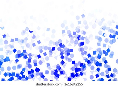 Light BLUE vector template with crystals, circles, squares. Illustration with colorful circles, triangles, rectangles. Pattern for websites.