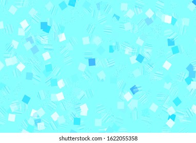 Light BLUE vector template with crystals, circles, squares. Glitter abstract illustration with spheres, squares, lines. Modern template for landing page.