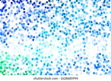 Light BLUE vector template with crystals, circles, squares. Circles, lines, rhombus with colorful gradient. Pattern for booklets, leaflets