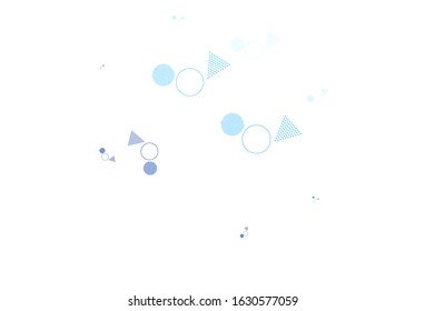 Light BLUE vector template with crystals, circles. Illustration with set of colorful circles, triangles. Pattern for commercials.