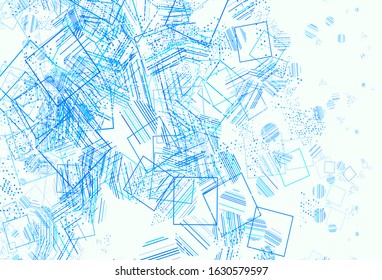 Light BLUE vector template with crystals, circles, squares. Illustration with set of colorful circles, triangles, squares. Template for wallpapers.
