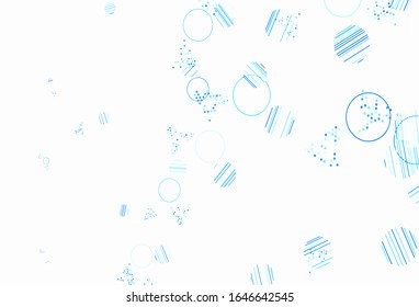 Light BLUE vector template with crystals, circles. Circles, lines on abstract background with colorful gradient. Pattern for commercials.