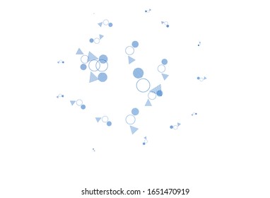 Plantilla vectorial AZUL claro con cristales, círculos. Ilustración abstracta brillante con esferas, líneas triangulares. Patrón para sitios web.