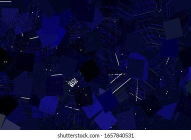 Light BLUE vector template with crystals, circles, squares. Illustration with set of colorful circles, triangles, squares. Pattern for booklets, leaflets