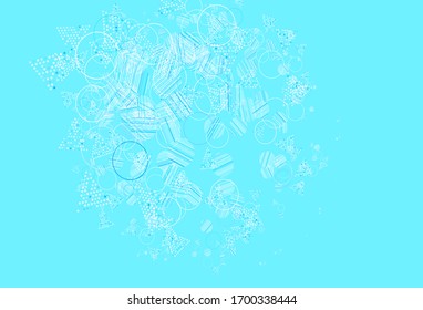 Plantilla vectorial AZUL claro con cristales, círculos, cuadrados. Ilustración con un conjunto de círculos coloridos, triángulos, cuadrados. Diseño inteligente para sus anuncios.