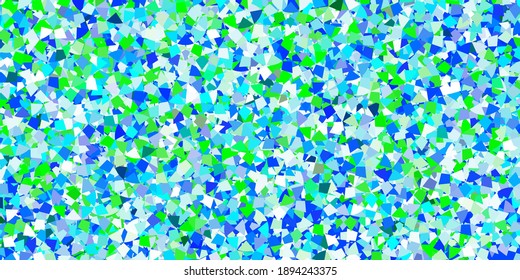 Plantilla vectorial azul claro con cristales, triángulos. Triángulos sobre fondo abstracto con gradiente colorido. Patrón de folletos y folletos