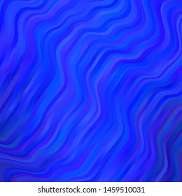 Light BLUE vector template with curved lines. Illustration in abstract style with gradient curved.  Pattern for websites, landing pages.