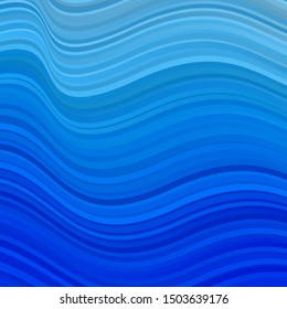 Light BLUE vector template with curved lines. Abstract illustration with bandy gradient lines. Smart design for your promotions.