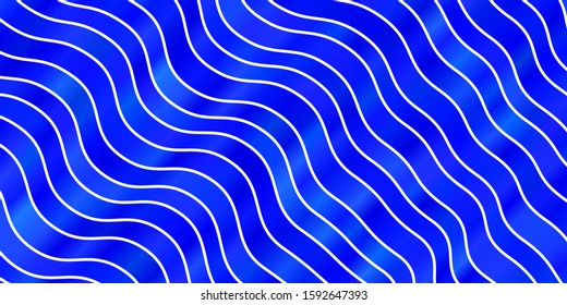Light BLUE vector template with curved lines. Colorful geometric sample with gradient curves.  Template for your UI design.