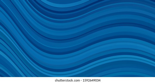 Light BLUE vector template with curved lines. Illustration in abstract style with gradient curved.  Best design for your posters, banners.