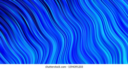 Light BLUE vector template with curved lines. Abstract illustration with gradient bows. Template for cellphones.