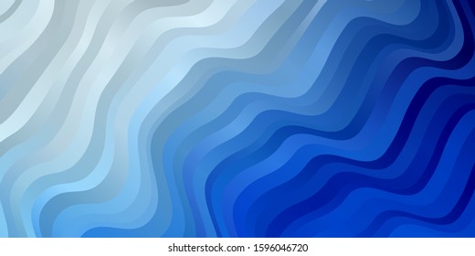 Light BLUE vector template with curved lines. Illustration in halftone style with gradient curves. Best design for your ad, poster, banner.