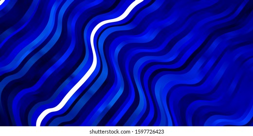 Light BLUE vector template with curved lines. Illustration in halftone style with gradient curves. Design for your business promotion.