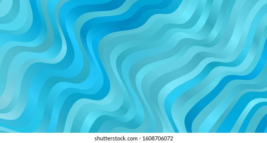 Light BLUE vector template with curved lines. Colorful illustration in circular style with lines. Pattern for busines booklets, leaflets