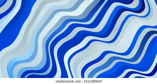 Light BLUE vector template with curved lines. Illustration in halftone style with gradient curves. Best design for your ad, poster, banner.
