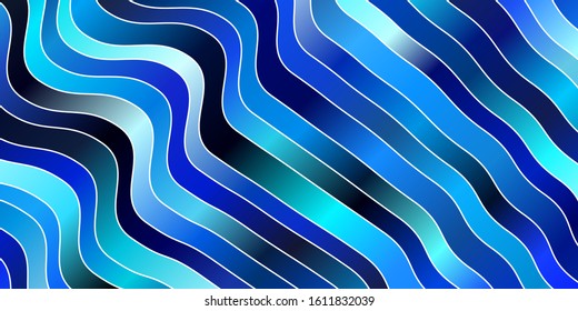 Light BLUE vector template with curved lines. Abstract gradient illustration with wry lines. Best design for your ad, poster, banner.