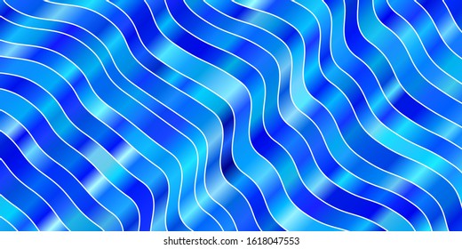 Light BLUE vector template with curved lines. Abstract gradient illustration with wry lines. Template for cellphones.