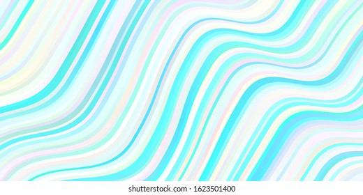 Light BLUE vector template with curved lines. Colorful illustration with curved lines. Pattern for ads, commercials.