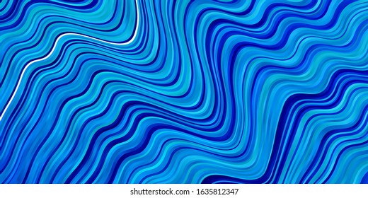 Light BLUE vector template with curved lines. Illustration in abstract style with gradient curved.  Pattern for commercials, ads.