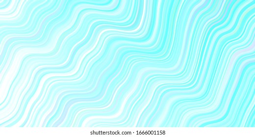 Plantilla vectorial AZUL claro con líneas curvas. Ilustración abstracta colorida con líneas de degradado.  Nueva composición para tu libro de marcas.