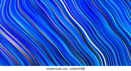 Plantilla vectorial AZUL claro con líneas curvas. Ilustración abstracta con líneas de degradado de banda. Plan para folletos y folletos comerciales