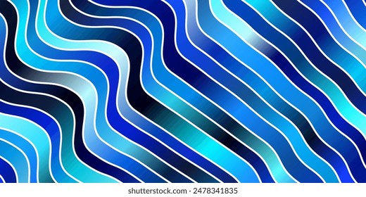 Light BLUE vector template with curved lines. Abstract illustration with gradient bows. Pattern for websites, landing pages.