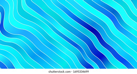 Plantilla vectorial AZUL claro con curvas. Ilustración colorida en estilo circular con líneas. Diseño inteligente para sus promociones.