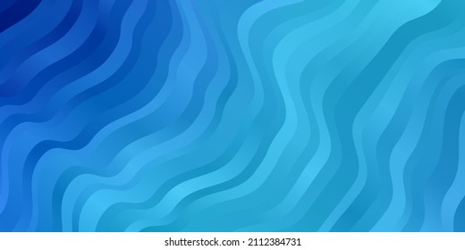 Light BLUE vector template with curves. Abstract illustration with bandy gradient lines. Design for your business promotion.