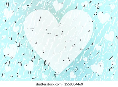 Light BLUE vector  template with doodle hearts. Blurred decorative design in doodle style with hearts. Pattern for marriage gifts, congratulations.