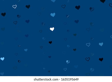 Light BLUE vector template with doodle hearts. Illustration with hearts in love concept for valentine's day. Design for ad, poster, banner of Valentine Day.