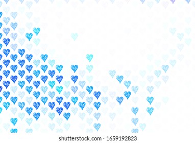 Light BLUE vector template with doodle hearts. Beautiful abstract hearts on colorful gradient background. Design for a business advert of anniversary.