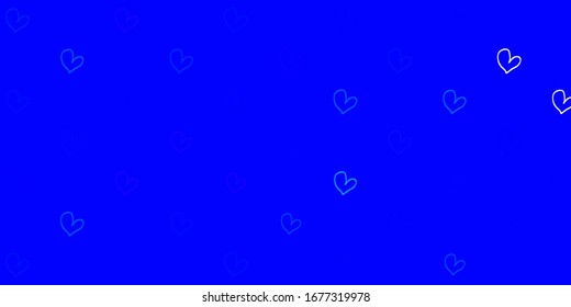 Light BLUE vector template with doodle hearts. Glitter abstract illustration with colorful hearts in romantic style. Pattern for carnival, festival romantic leaflets.