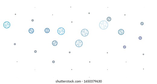 Light BLUE vector template with esoteric signs. Retro design in abstract style with witchcraft forms. Background for esoteric, mystic designs.