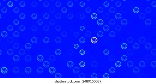 Light BLUE vector template with esoteric signs. Retro design in abstract style with witchcraft forms. Simple base for your occult design.