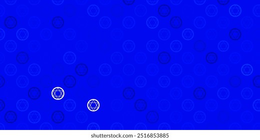 Light BLUE vector template with esoteric signs. Illustration with magical signs of spiritual power. Best design halloween events.