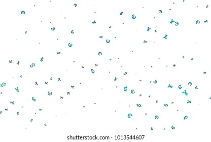 Light BLUE vector template with Euro, Dollar, Yen. Colored symbols of all currency on white background. Best design for your ad, poster, banner of money.