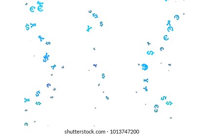 Light BLUE vector template with Euro, Dollar, Yen. Illustration with EUR, USD, JPY signs on white template. Smart design for your business advert of economic, wealth.